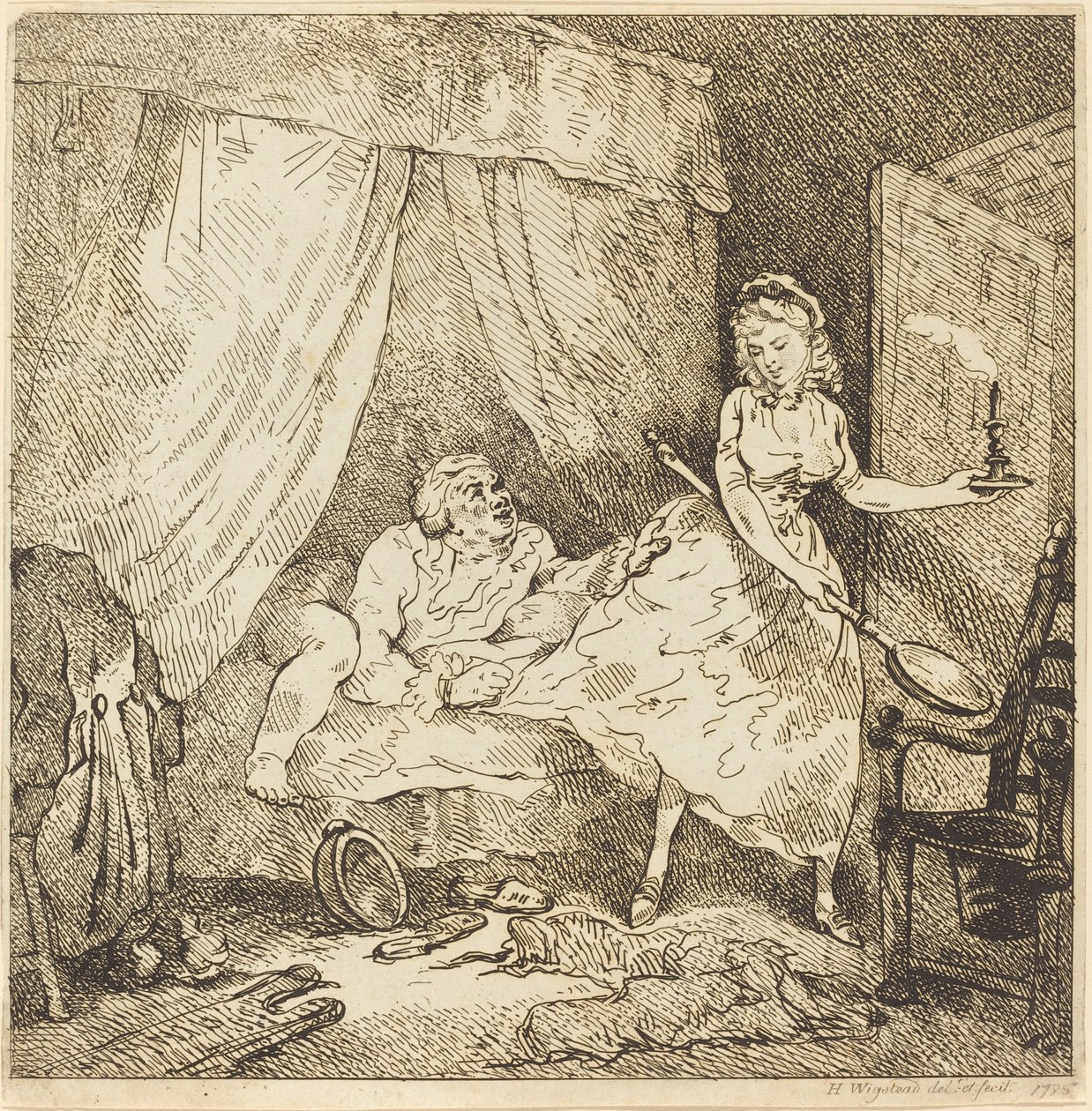 En sengevarmer av Thomas Rowlandson