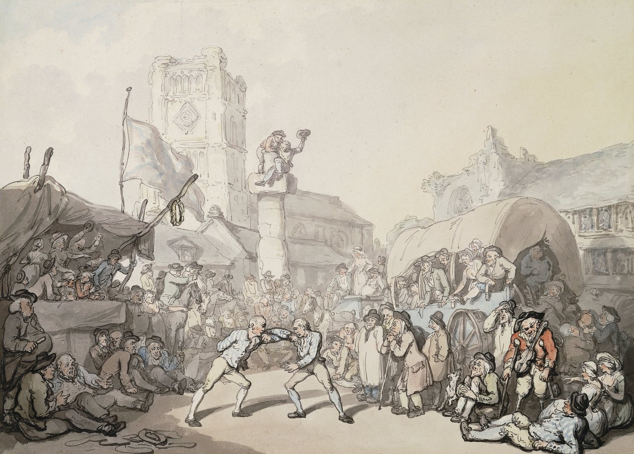 En kornisk brytekamp, av Thomas Rowlandson