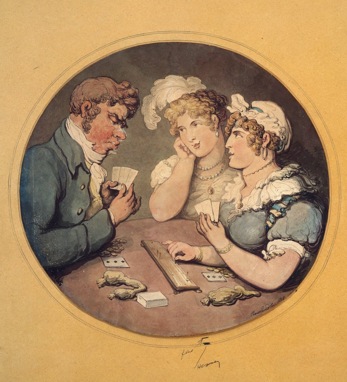A Game of Cribbage, 1818 av Thomas Rowlandson