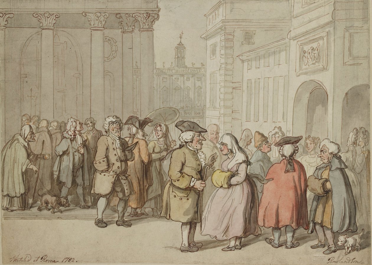 En gruppe skissert i Roma, 1770-1820 av Thomas Rowlandson