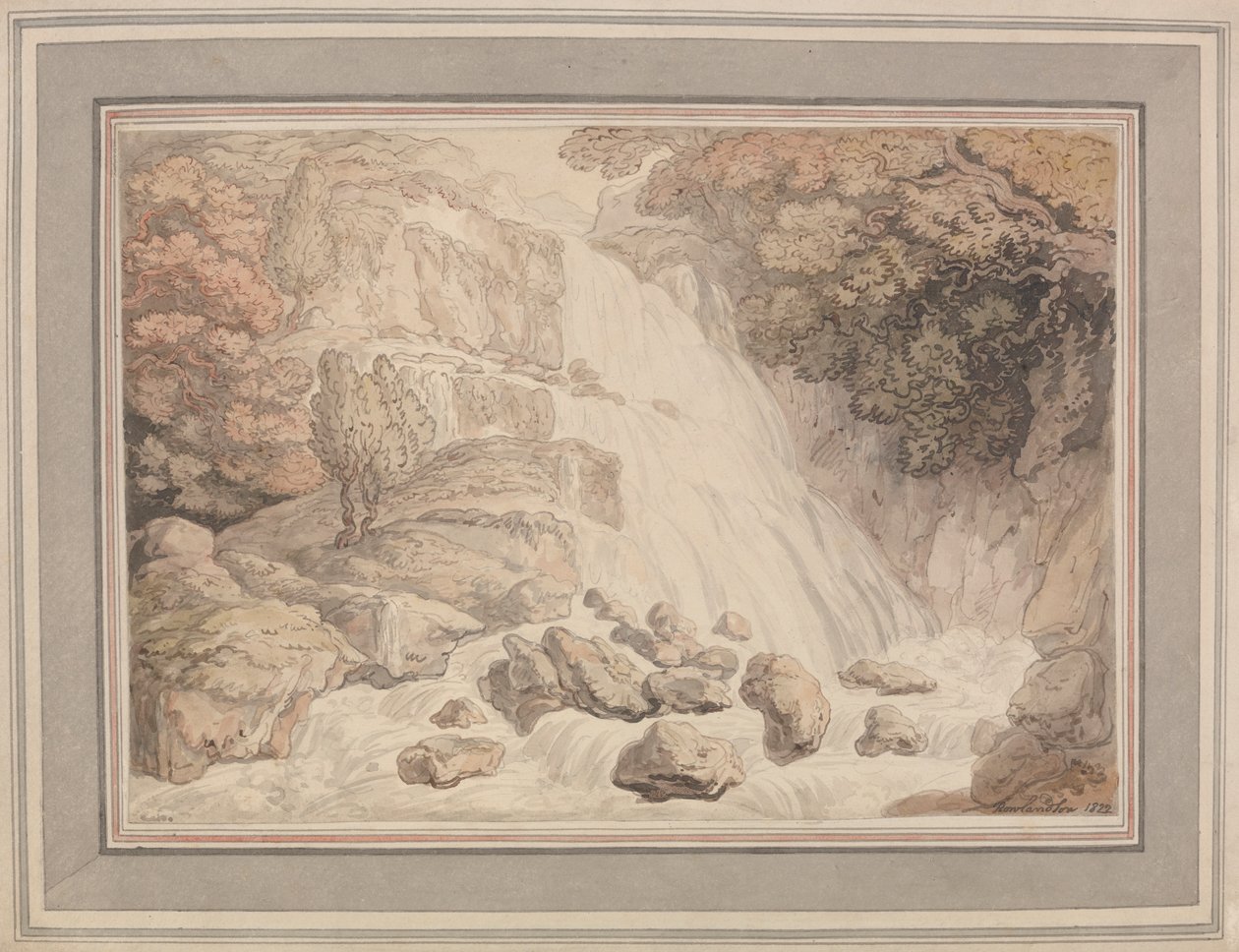 En høy foss av Thomas Rowlandson