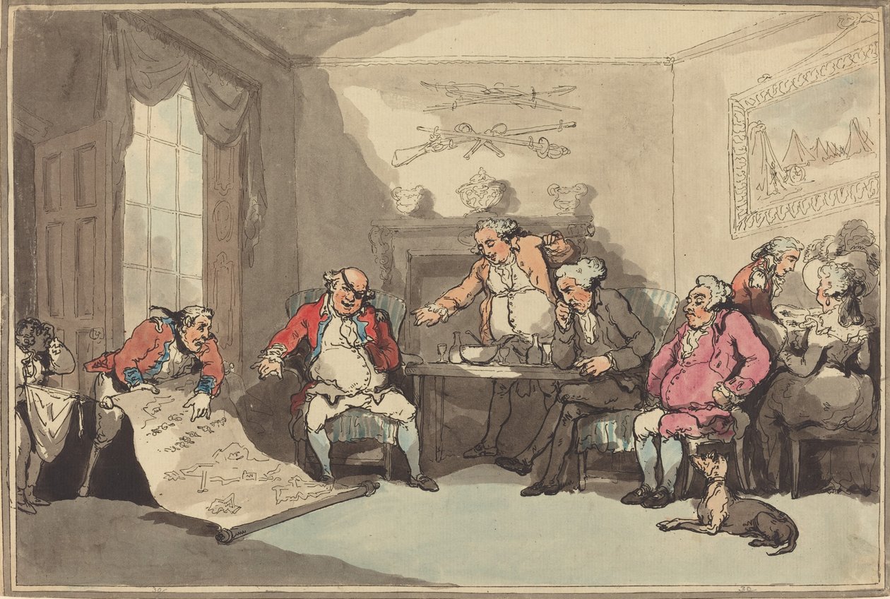 Et militsmøte, sannsynligvis 1799. av Thomas Rowlandson