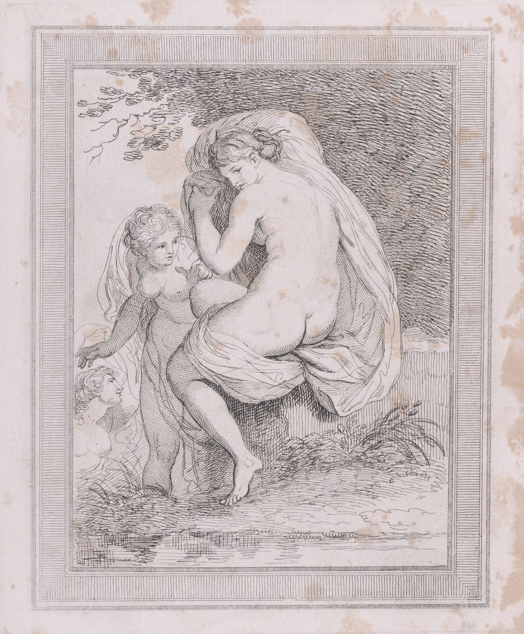 En nymfe som tørker seg selv, 1790-99., 1790-99. av Thomas Rowlandson