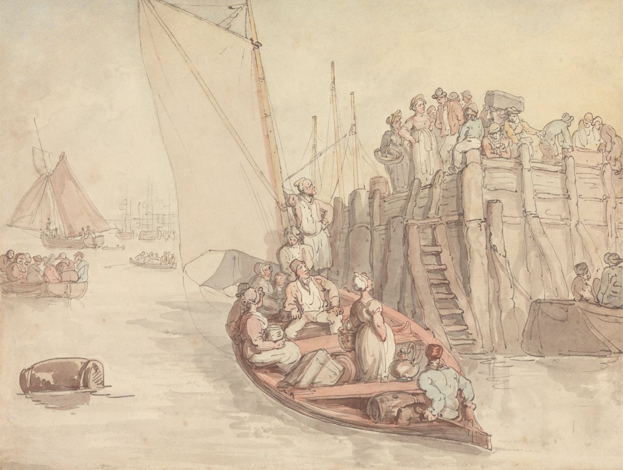 En brygge i Amsterdam (versjon A) av Thomas Rowlandson