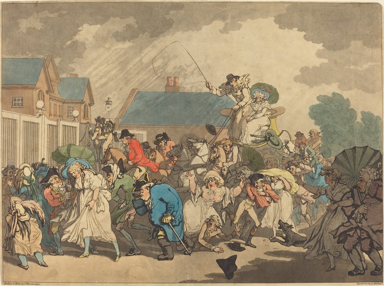 En storm i Hyde Park av Thomas Rowlandson