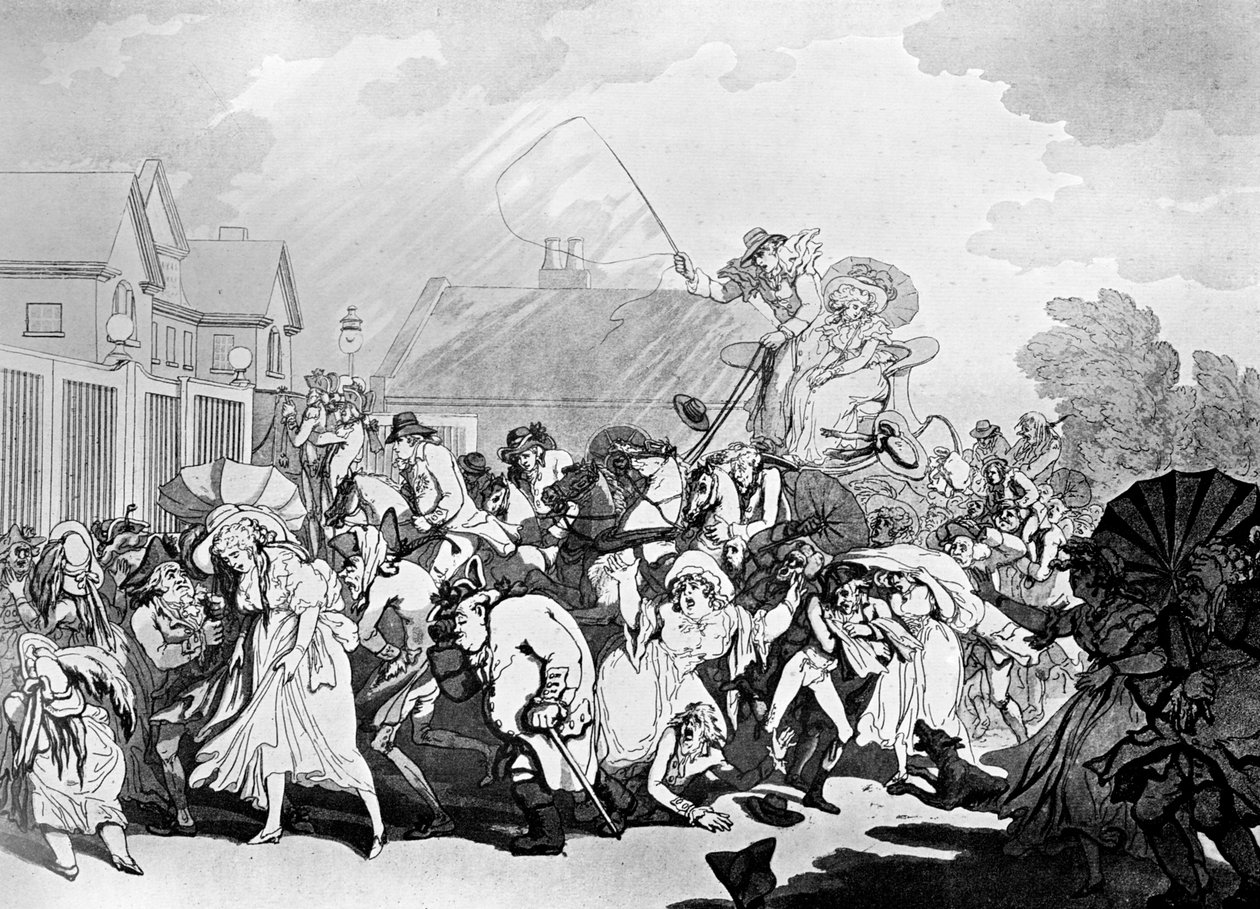 A Sudden Squall in Hyde Park, c1791. av Thomas Rowlandson