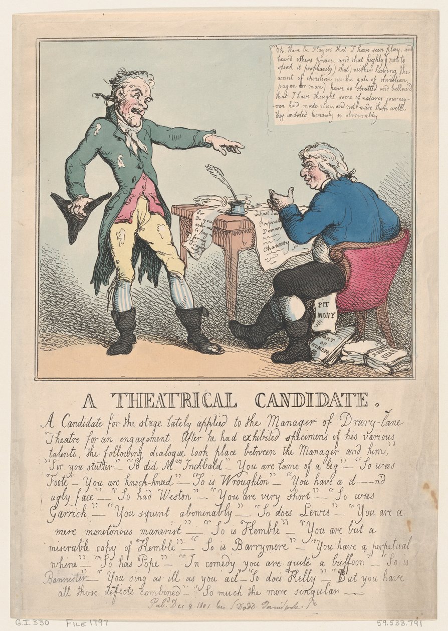 En teaterkandidat, 1797., 1797. av Thomas Rowlandson