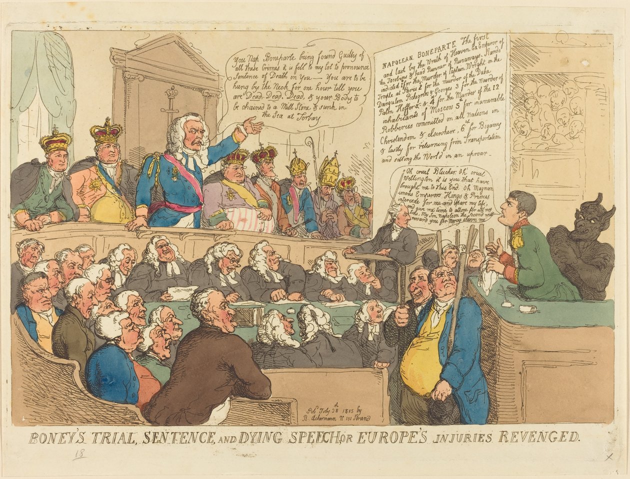 Boneys rettssak, dom og døende tale av Thomas Rowlandson