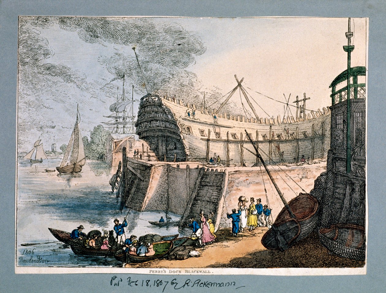 Brunswick Dock, Blackwall, London, 1806 av Thomas Rowlandson
