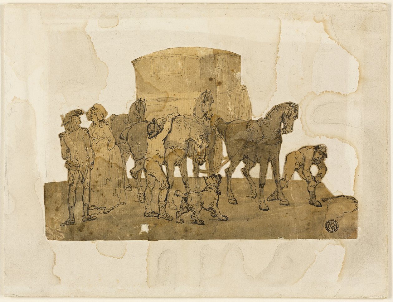 Vognhester og hostlere av Thomas Rowlandson
