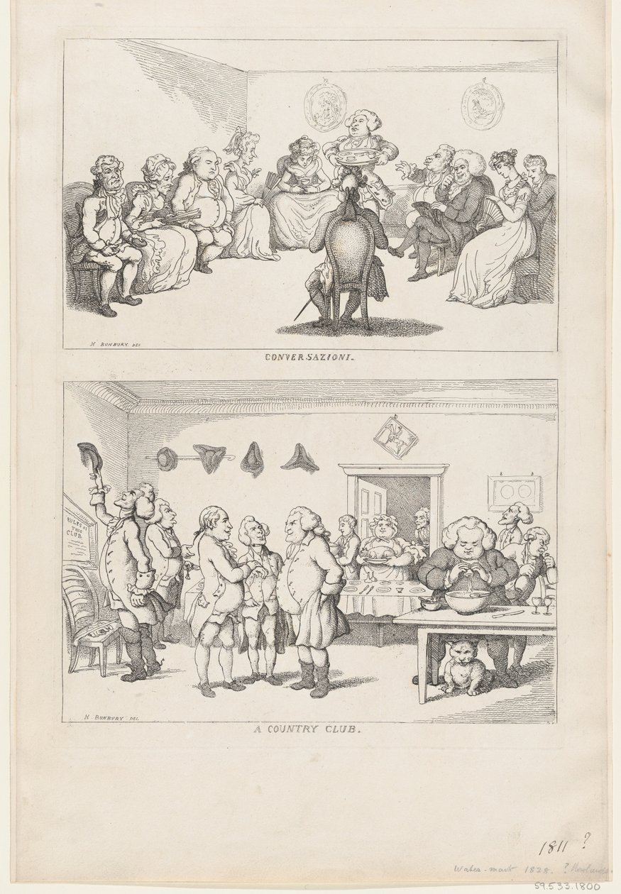Samtale og en countryklubb, 1806-11., 1806-11. av Thomas Rowlandson