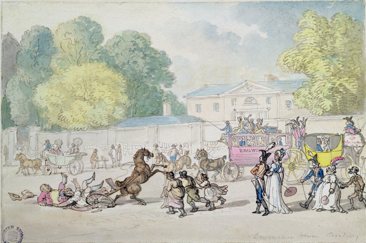 Devonshire House, Piccadilly av Thomas Rowlandson