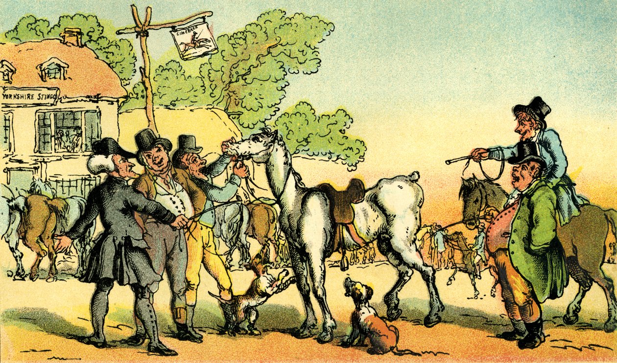 "Dr Syntax selger Grizzle" av Thomas Rowlandson