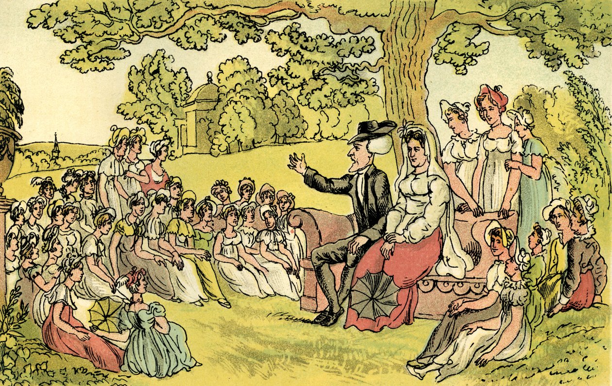 "Dr Syntax besøker en internatskole" av Thomas Rowlandson