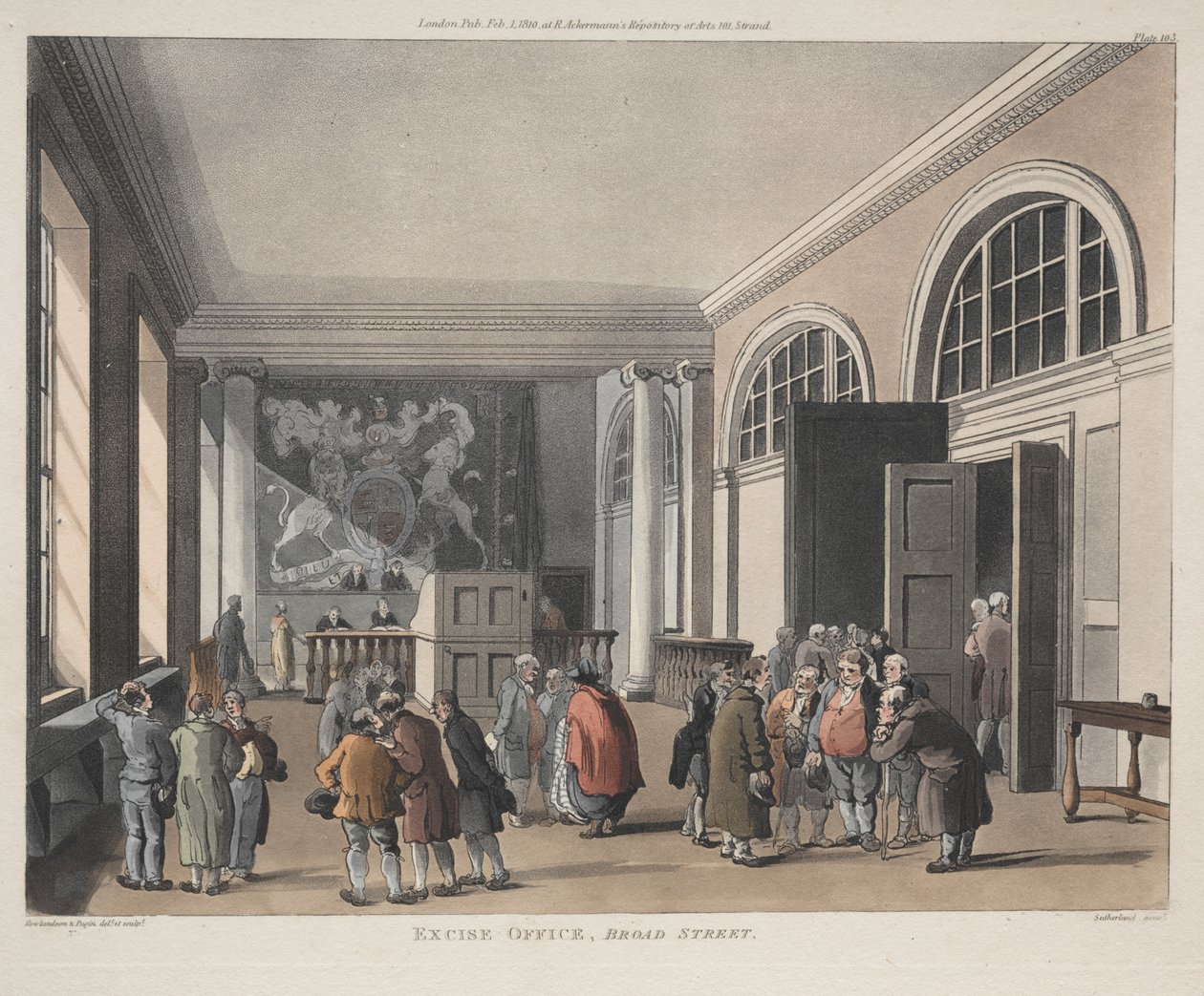 Skattedirektoratet, Broad Street av Thomas Rowlandson