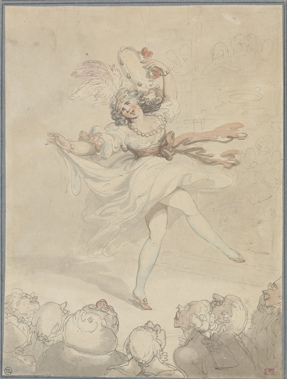 Kvinnelig danser med tamburin av Thomas Rowlandson