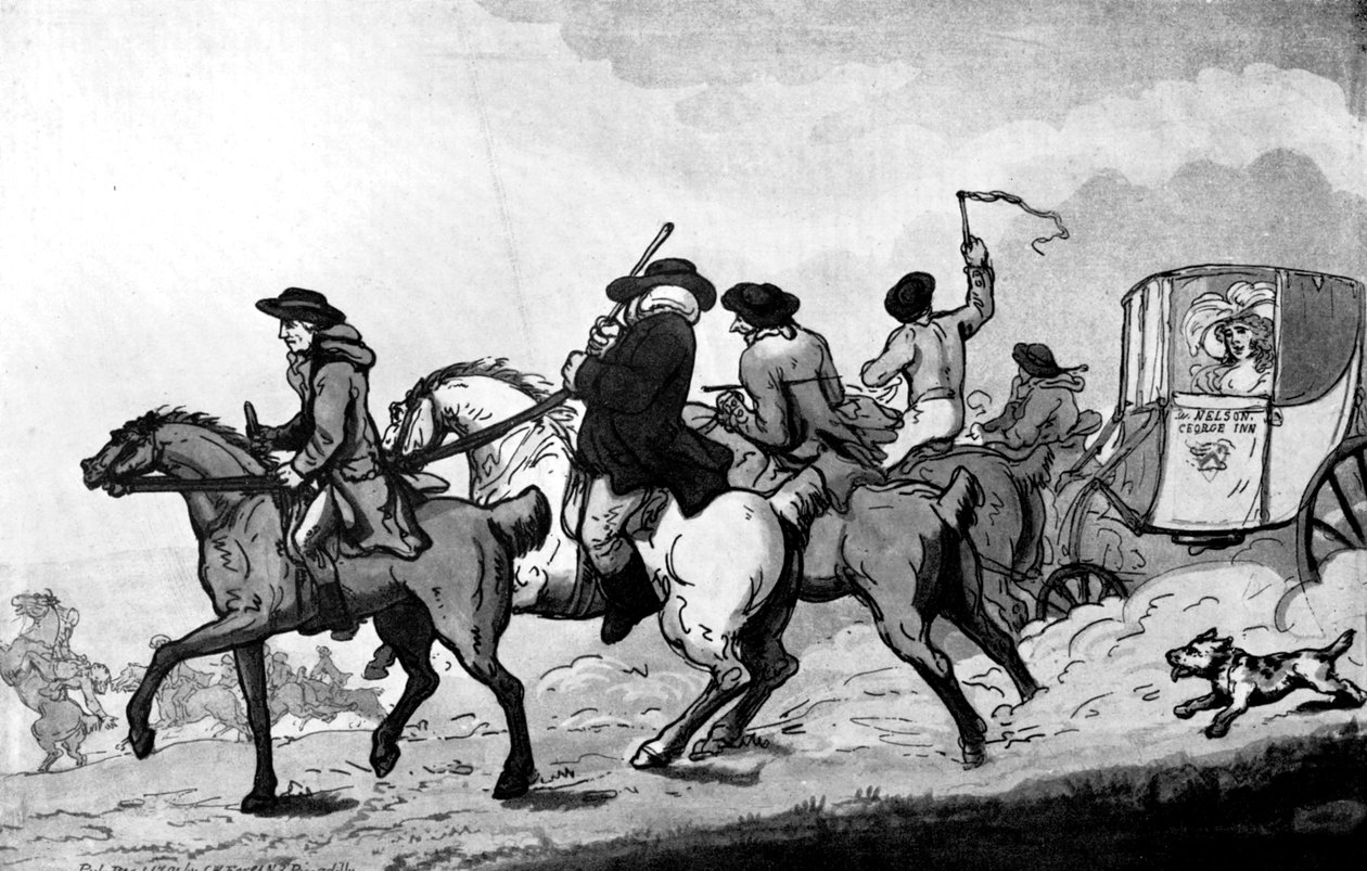 Går til løpene, sent på 1700-tallet. av Thomas Rowlandson