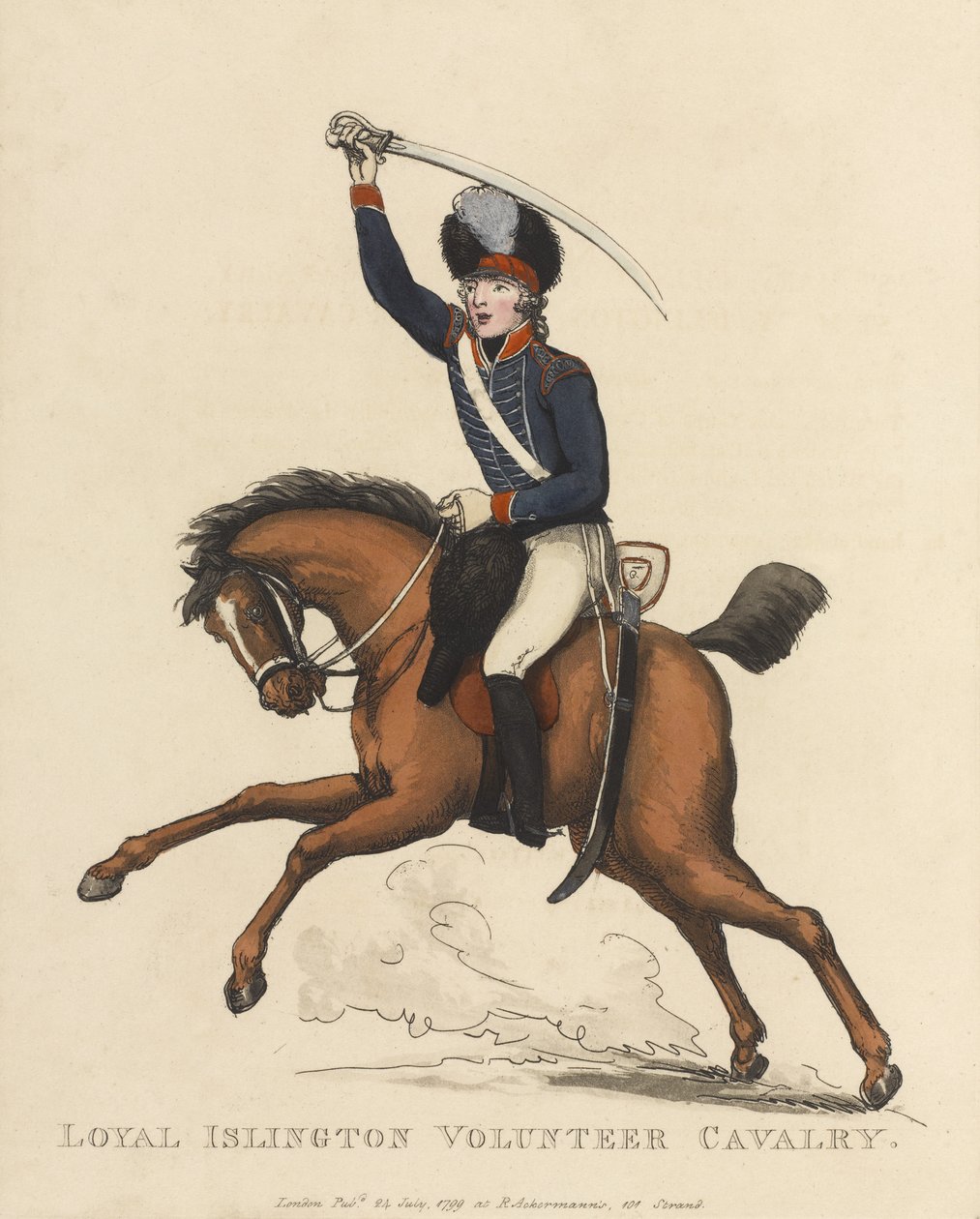 Loyal Islington Volunteer Cavalry, ca. 1799 (farget akvatint) av Thomas Rowlandson