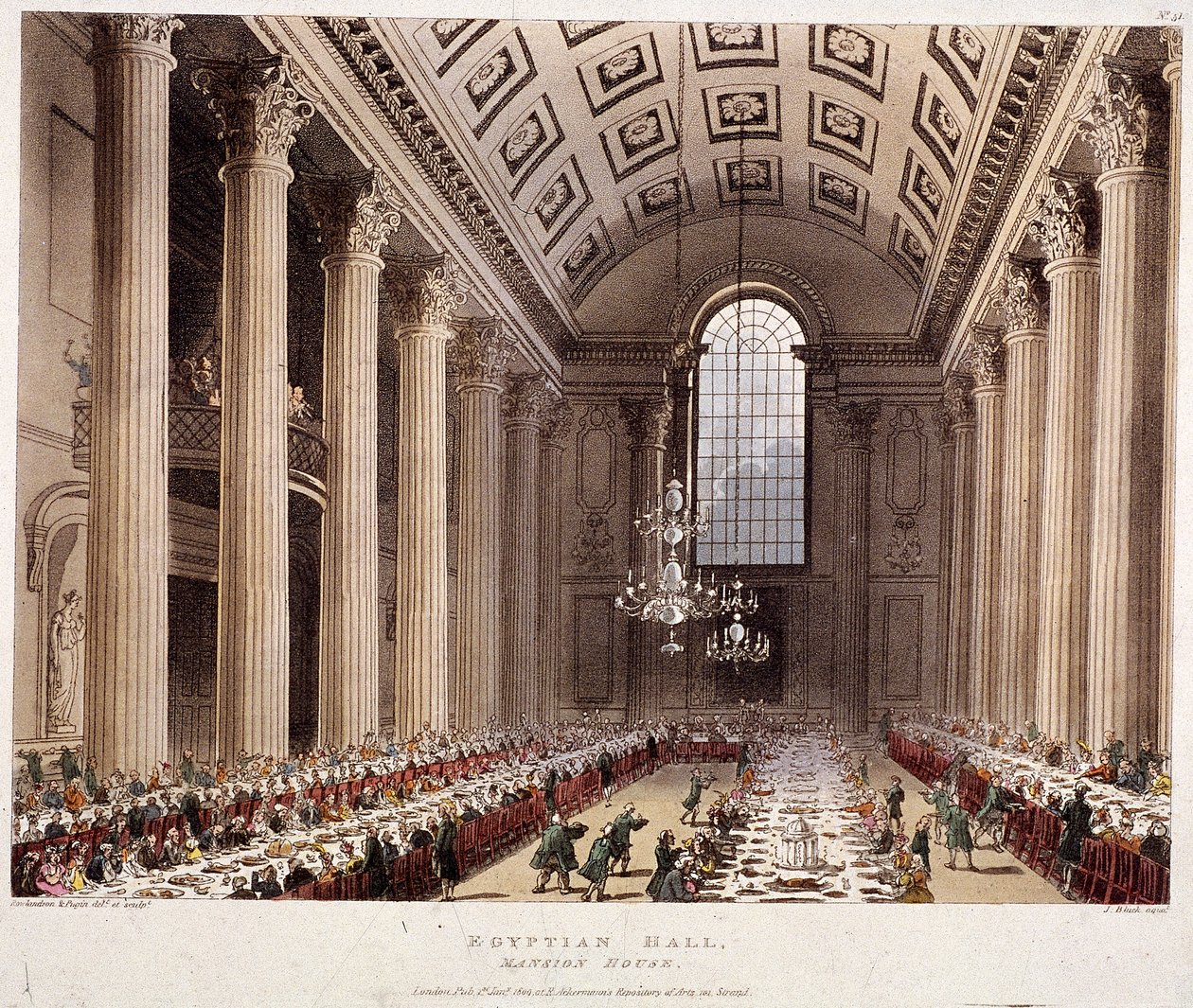Mansion House interiør, London, 1809 av Thomas Rowlandson