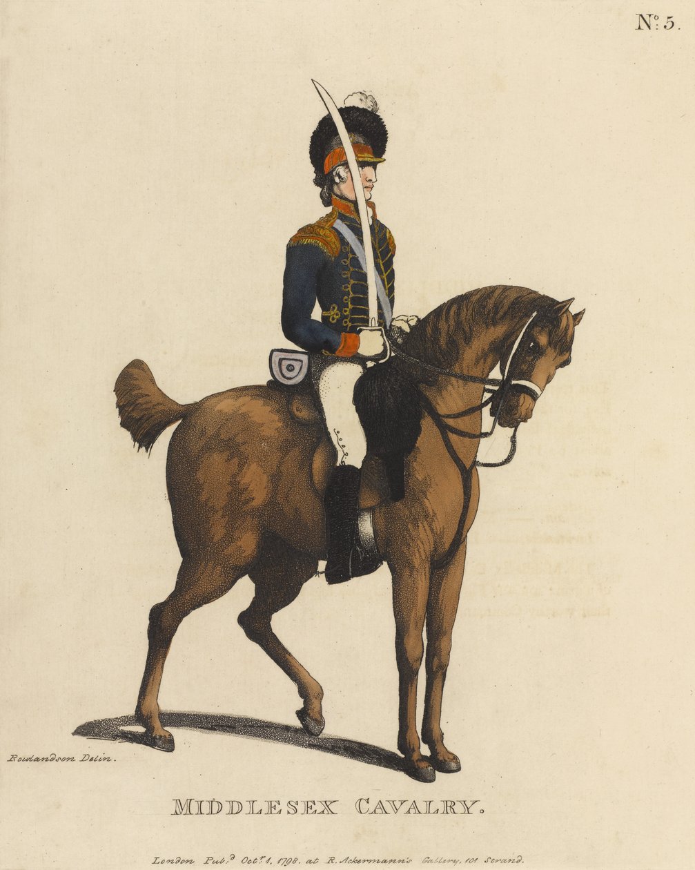 Middlesex Cavalry (farget akvatint) av Thomas Rowlandson