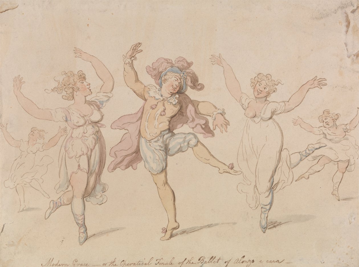 Modern Grace ... Balletten til Alonzo e Cara av Thomas Rowlandson