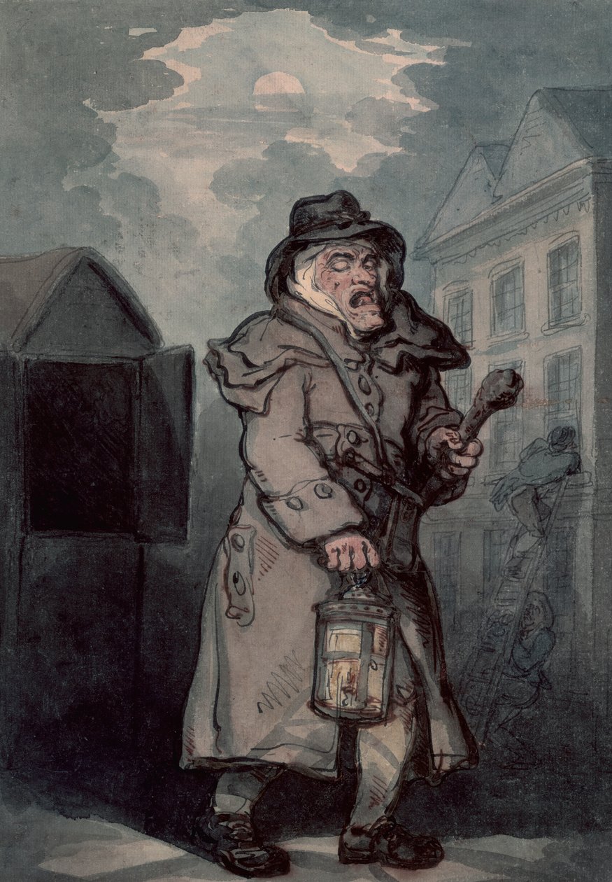 Nattevakt, sent på 1700-tallet av Thomas Rowlandson
