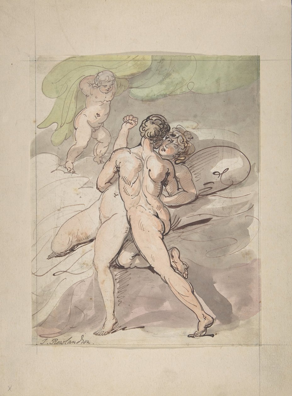 Omfavnende nakene par, 1780-1827. av Thomas Rowlandson