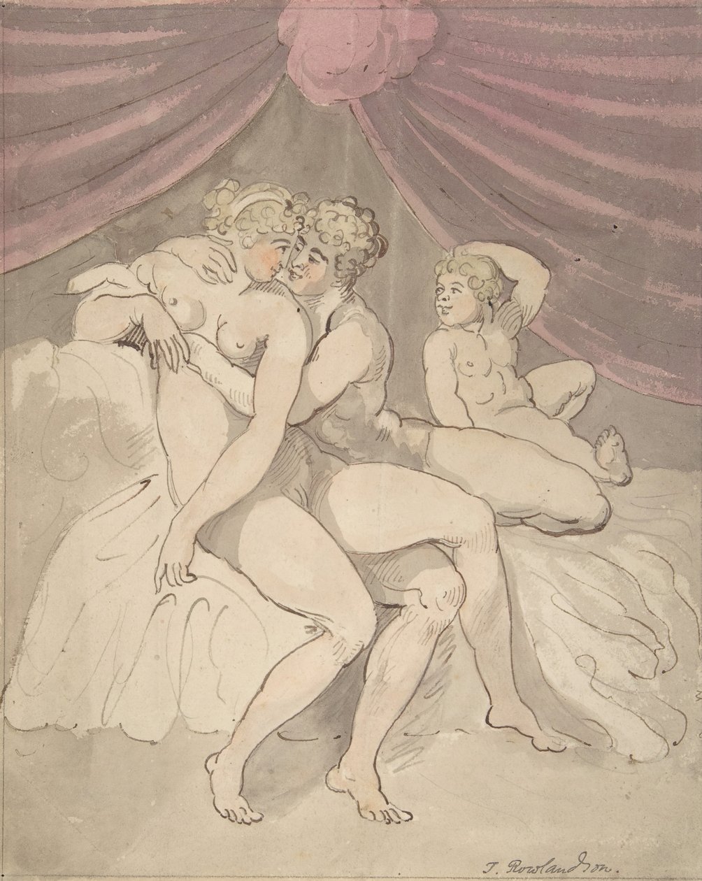 Omfavnende nakene par, 1780-1827. av Thomas Rowlandson