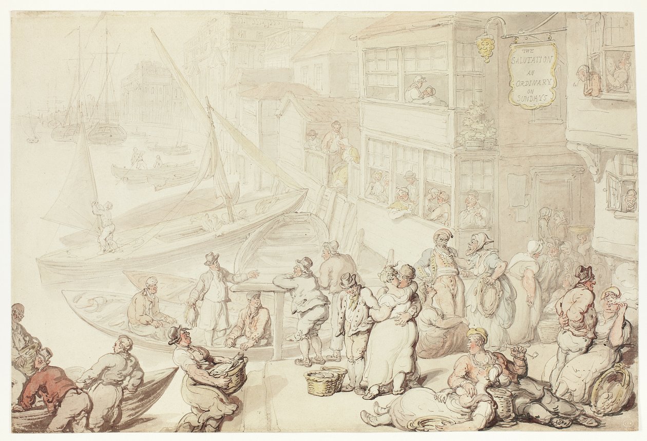 Utenfor Salutation Inn, Greenwich av Thomas Rowlandson