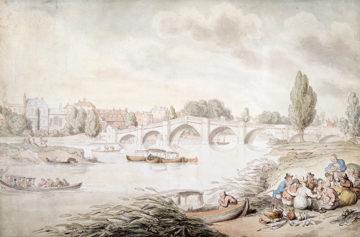 Richmond Bridge, London, c1780-c1820 av Thomas Rowlandson