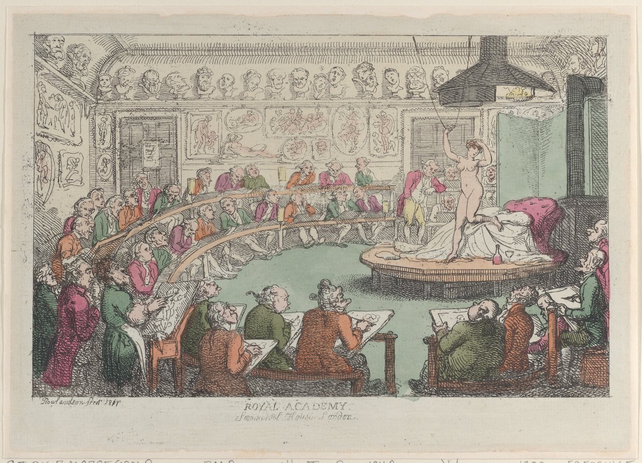 Royal Academy, Somerset House, London, 1801-11., 1801-11. av Thomas Rowlandson