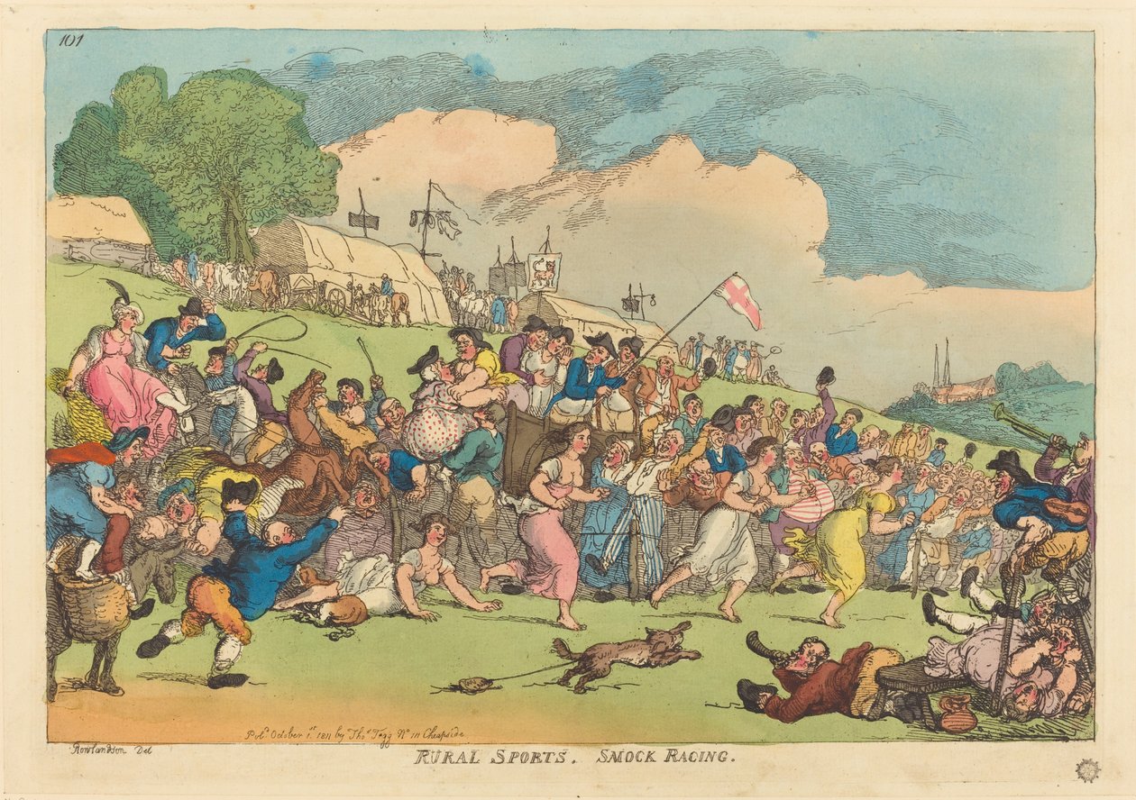 Bygdeidrett. Smock Racing av Thomas Rowlandson