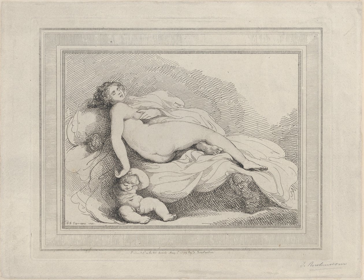 Sovende Venus og kjærlighet, 1799., 1799. av Thomas Rowlandson