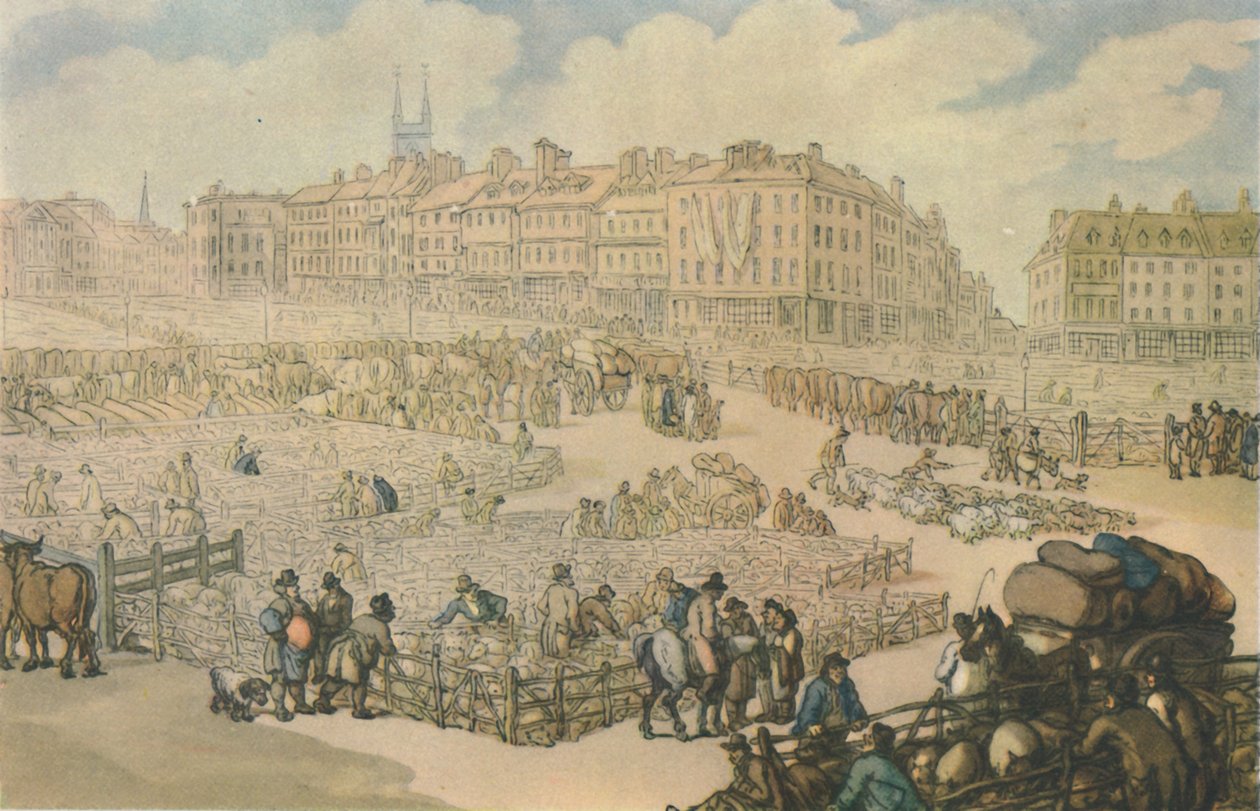 Smithfield Meat Market, c1816, 1944. av Thomas Rowlandson