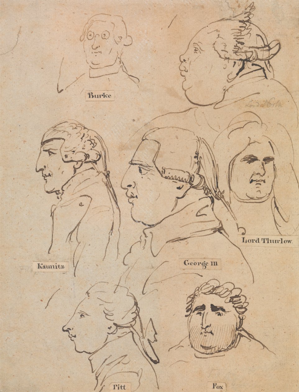 Studier av George III og statsmenn av Thomas Rowlandson