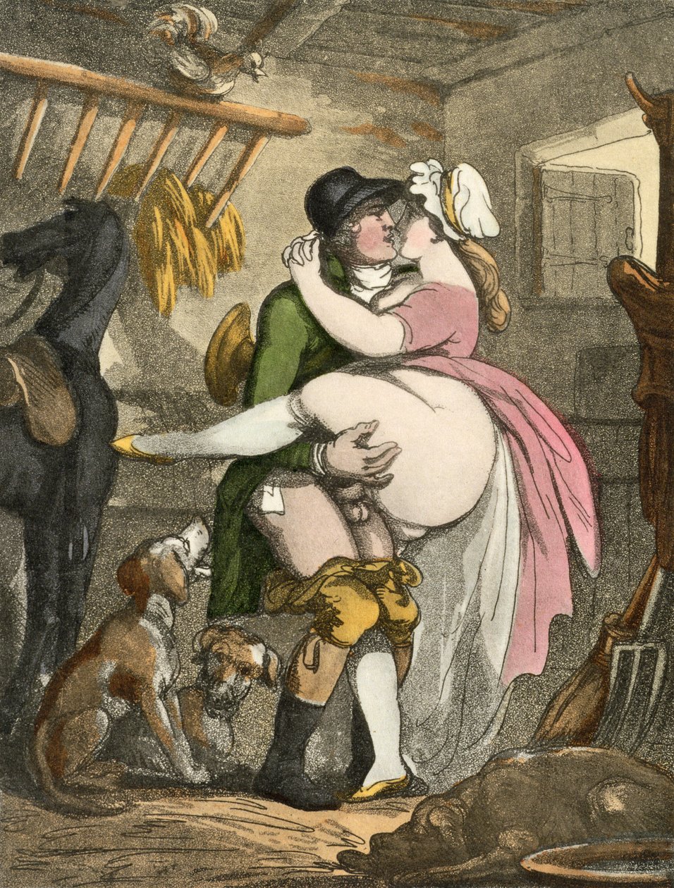 The Farmer and the Milkmaid, 1808-17 (akvatint) av Thomas Rowlandson