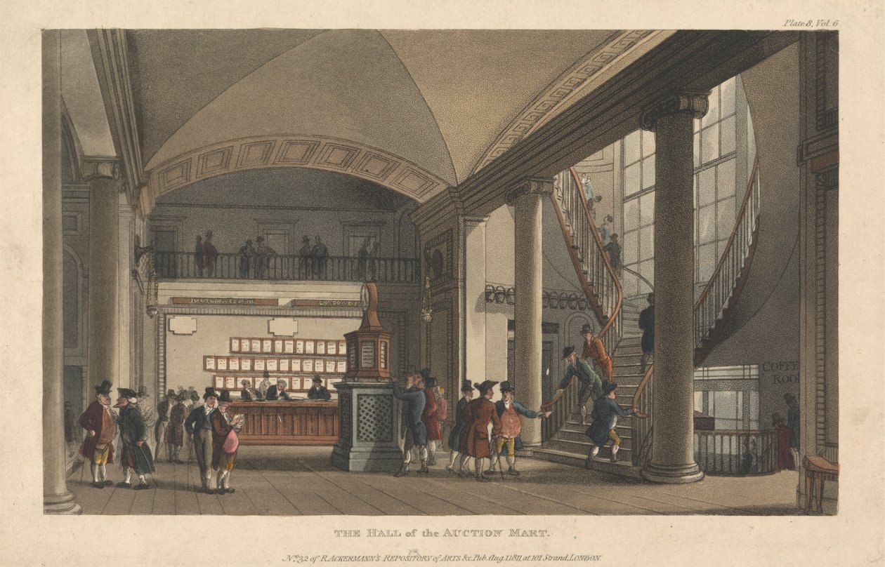 Salen til auksjonsmart av Thomas Rowlandson
