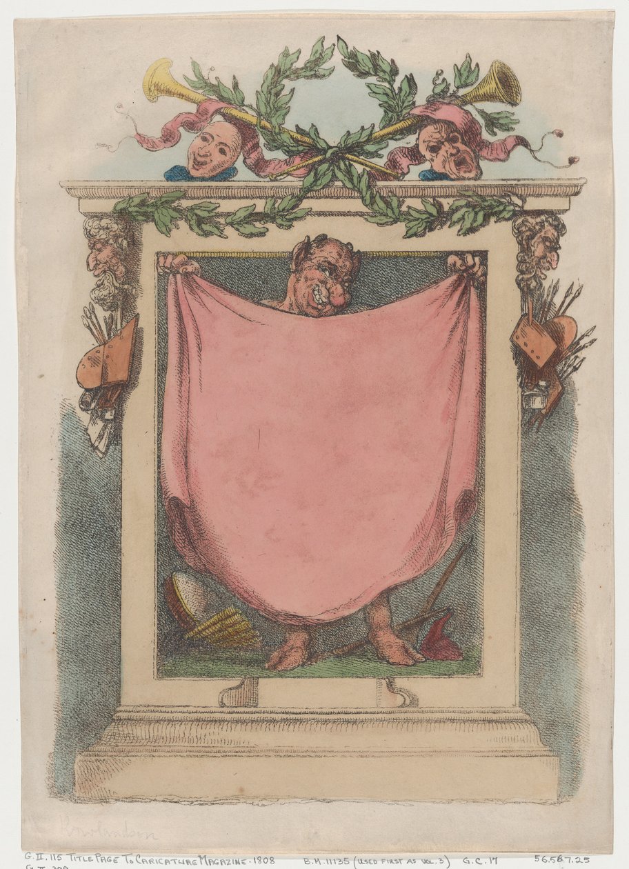 Tittelside, Rowlandsons Caricature Magazine, 1808., 1808. av Thomas Rowlandson