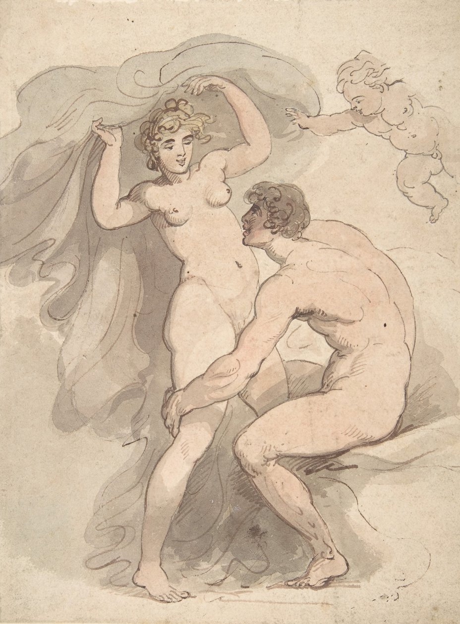 Venus, Anchises og Amor, 1780-1827. av Thomas Rowlandson