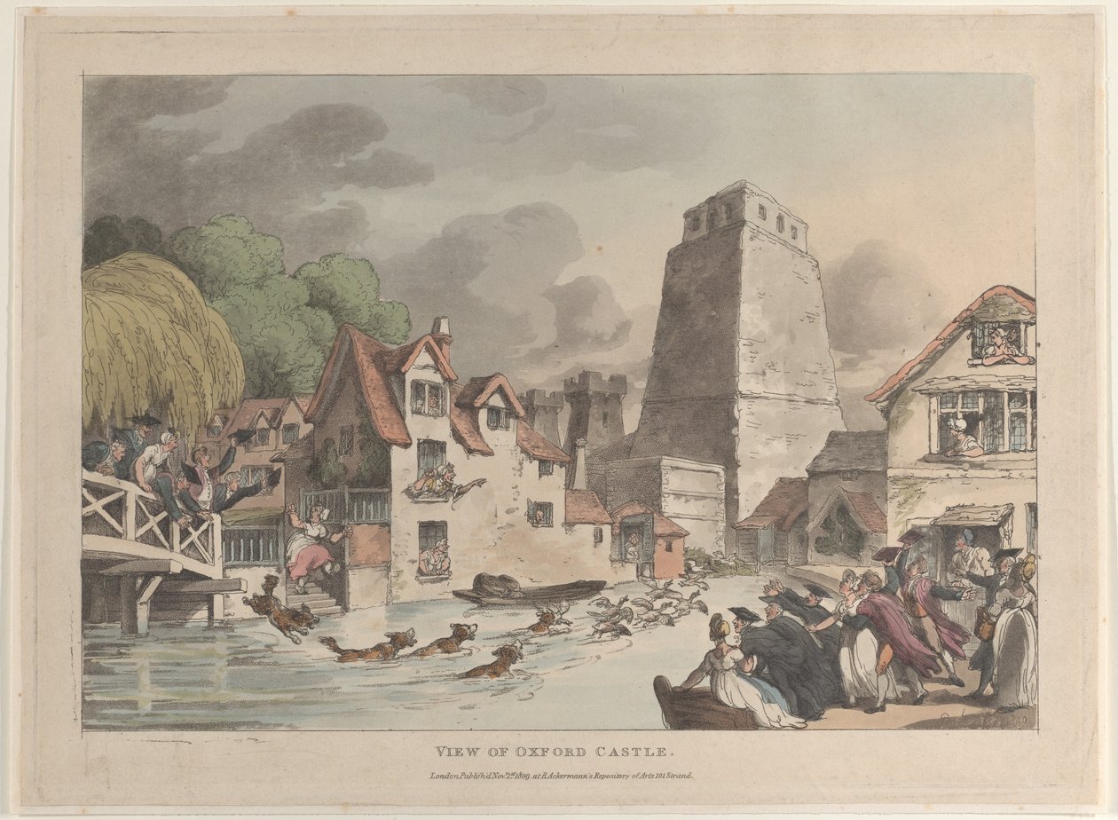 Utsikt over Oxford Castle, 1809., 1809. av Thomas Rowlandson