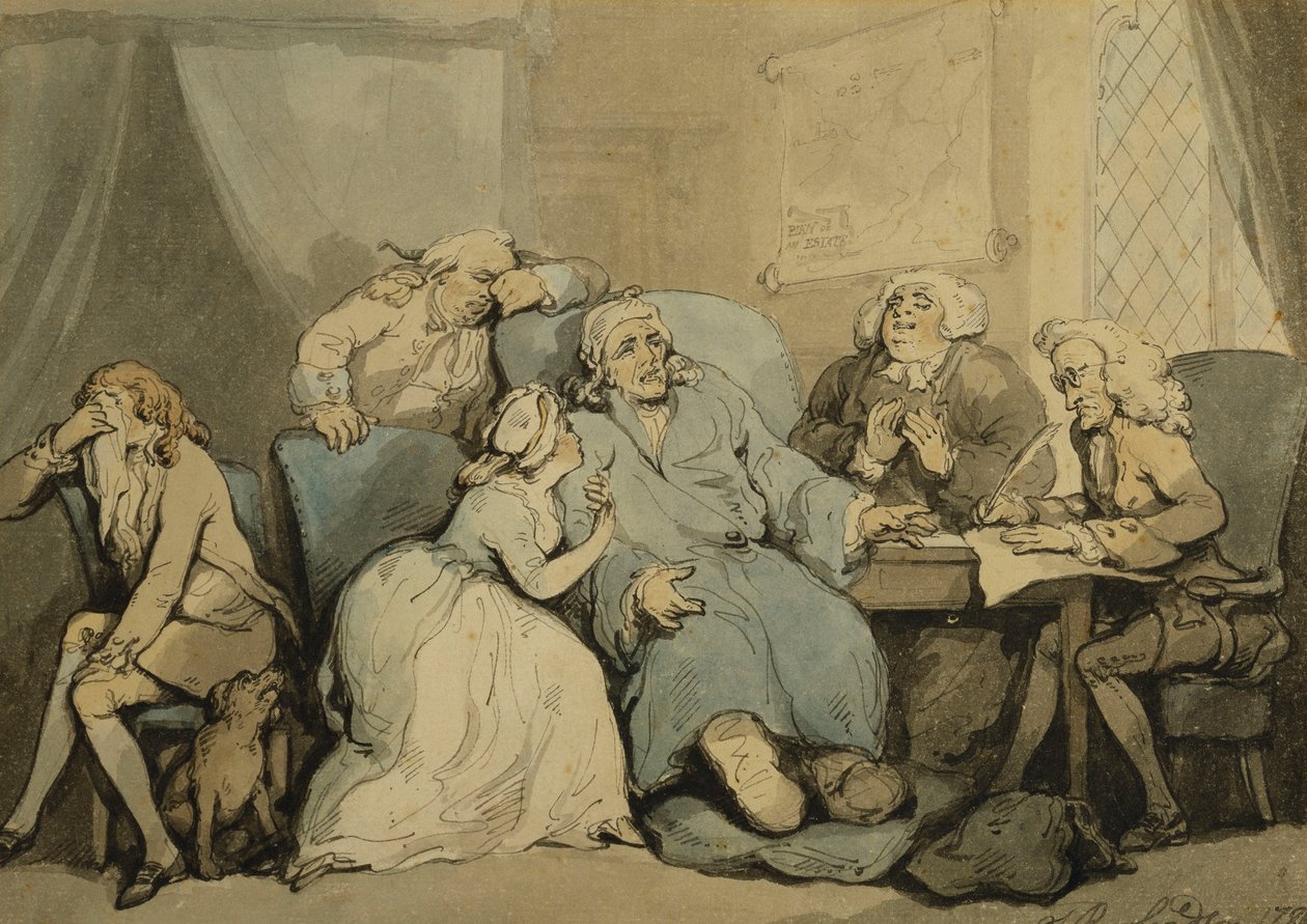 Å skrive testamentet, 1786 av Thomas Rowlandson