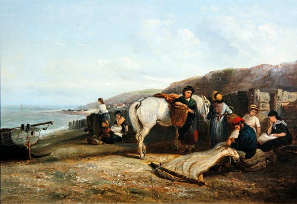Mending the Nets (olje på lerret) av Thomas Smythe