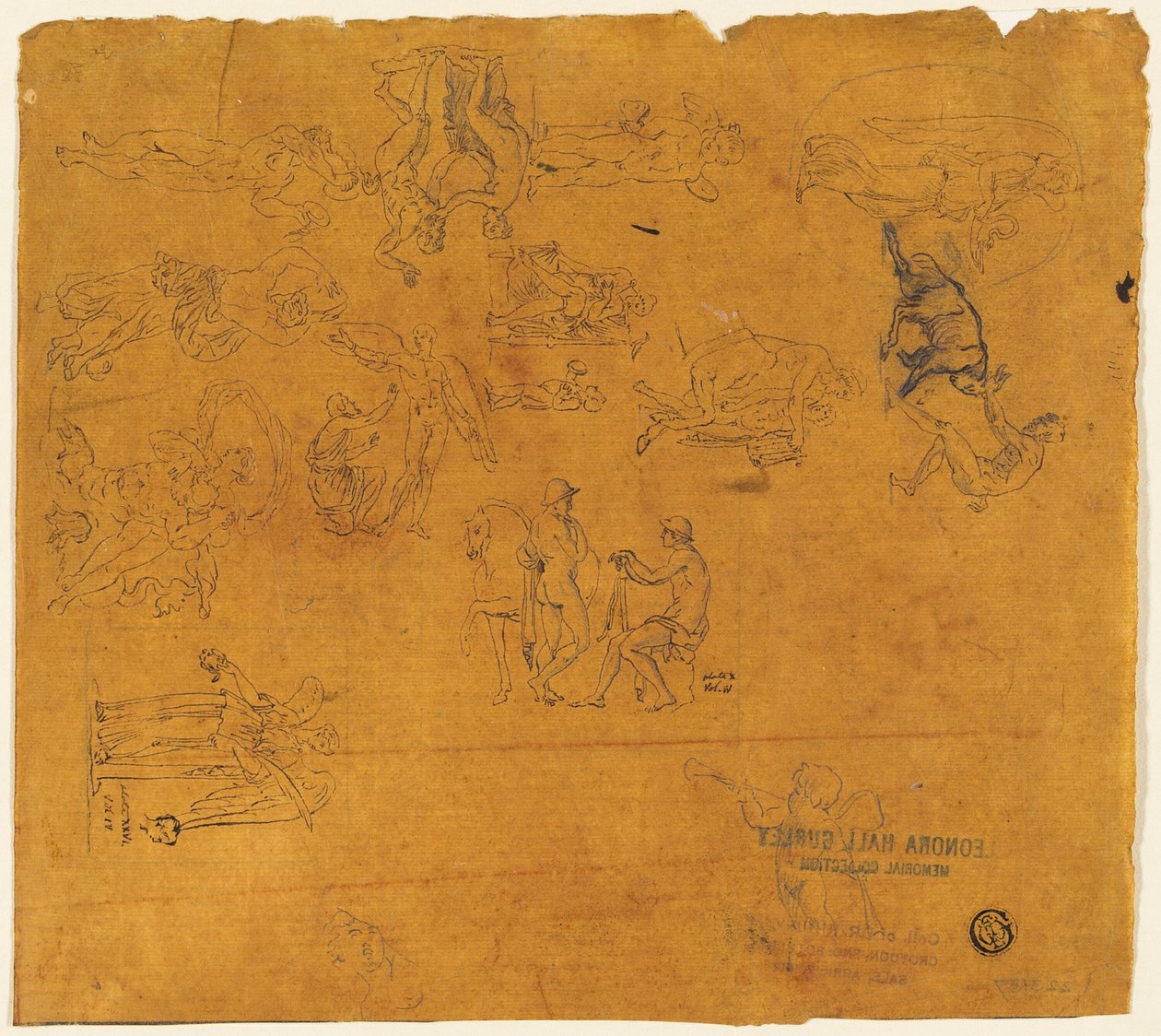 Ark med skisser av mytologiske emner av Thomas Stothard
