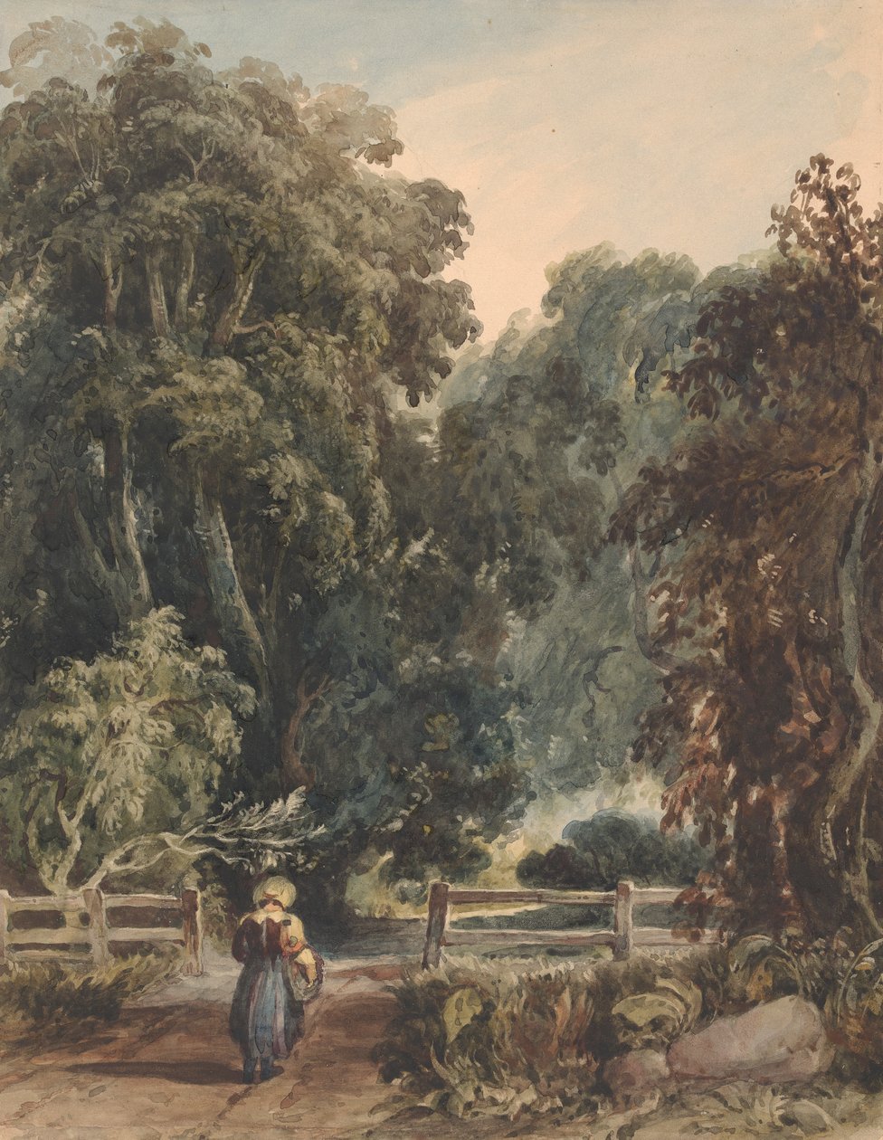 Jente på Lane, går inn i skogsområde av Thomas Sully