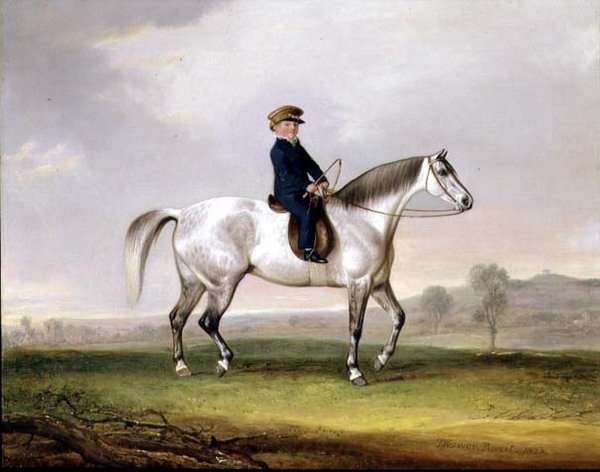 Mester Edward Humphries på sin grå ponni av Thomas Weaver