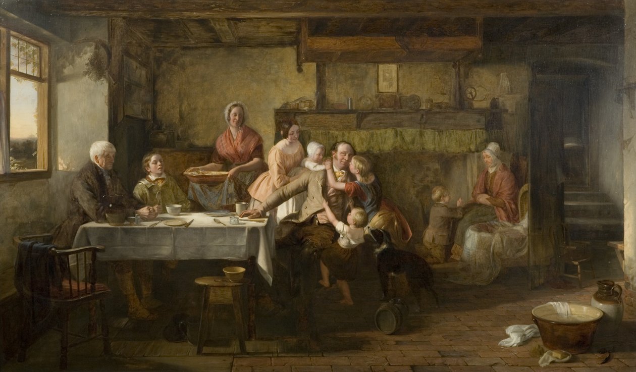 God natt (olje på panel) av Thomas Webster