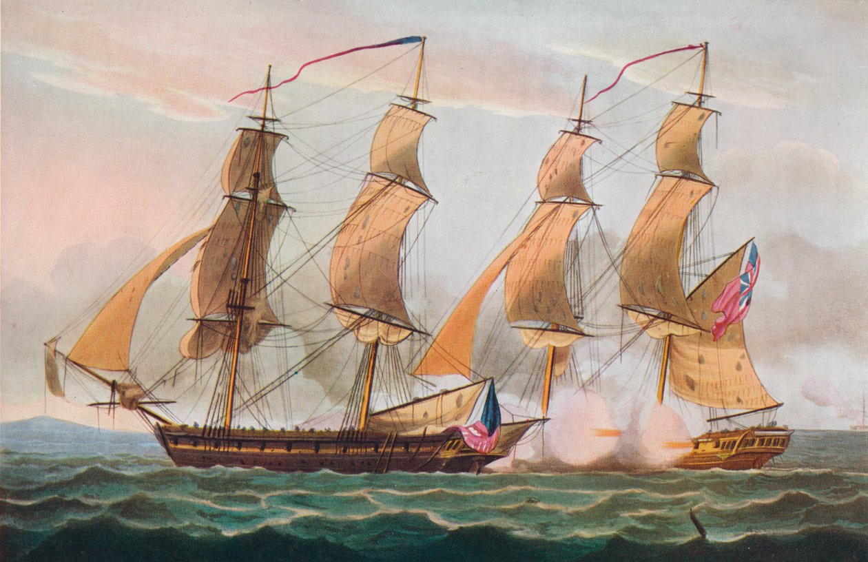 En duell mellom brigger, c1817 av Thomas Whitcombe