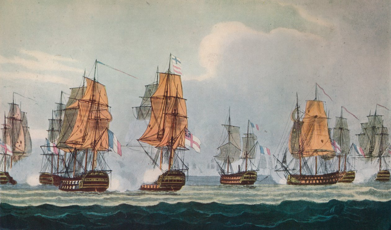 Strachans Action fra Ferrol, c1806 av Thomas Whitcombe