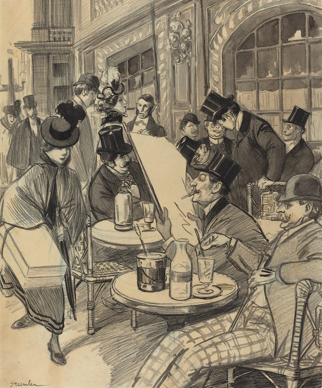 Chez Maxime, slutten av 1800-begynnelsen av 1900-tallet. av Théophile Alexandre Steinlen