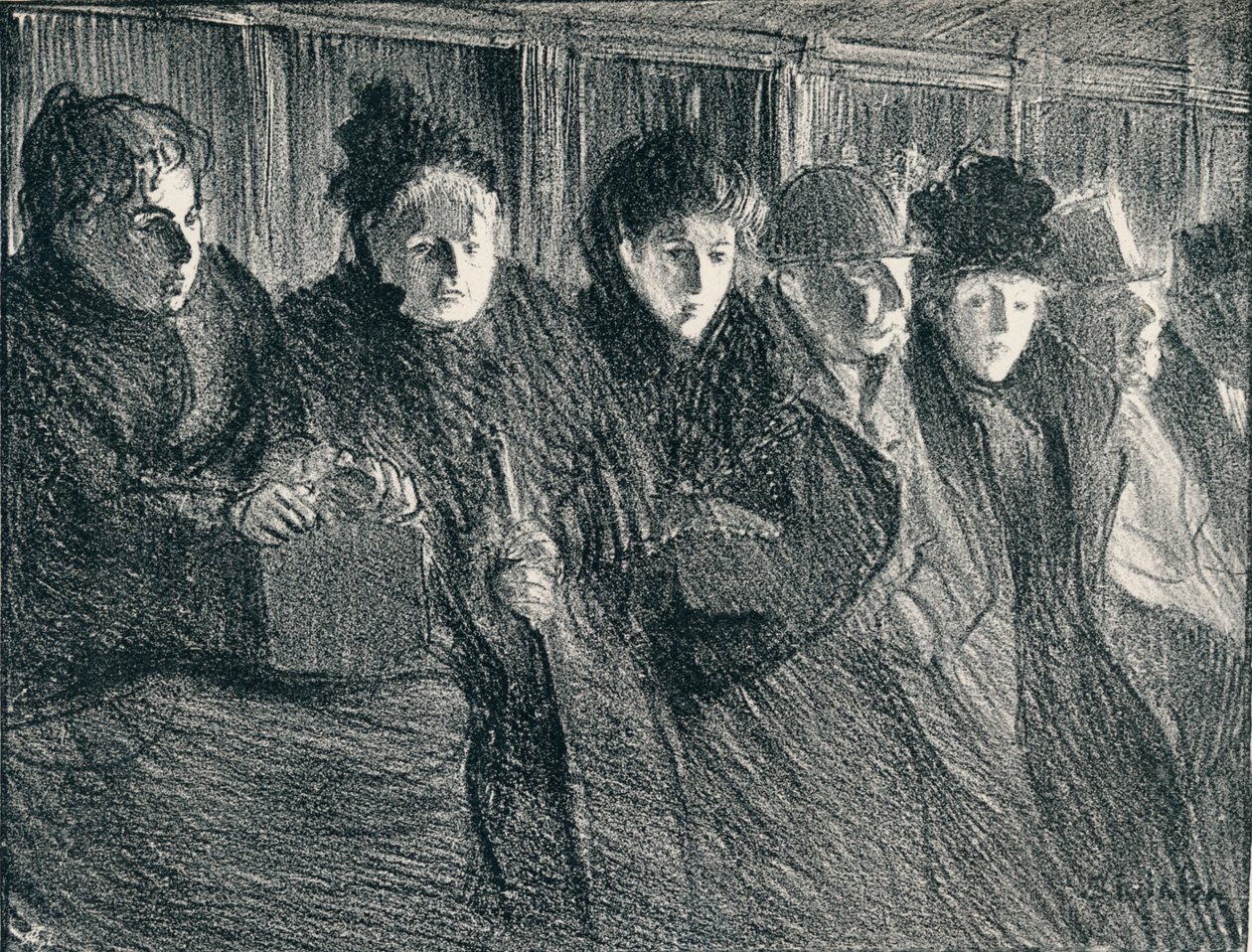 Inside A Tramcar, 1896, 1898 av Théophile Alexandre Steinlen